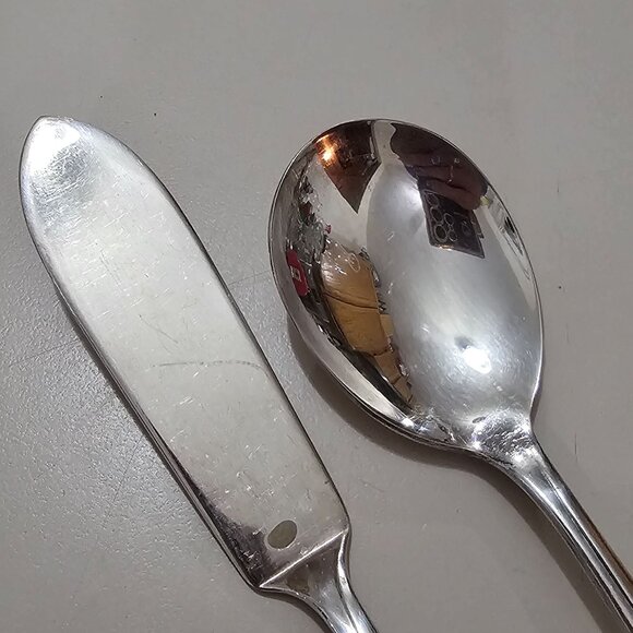 International Silver Tulip Serving Set 2pc cheese knife sugar spoon floral - Picture 4 of 11